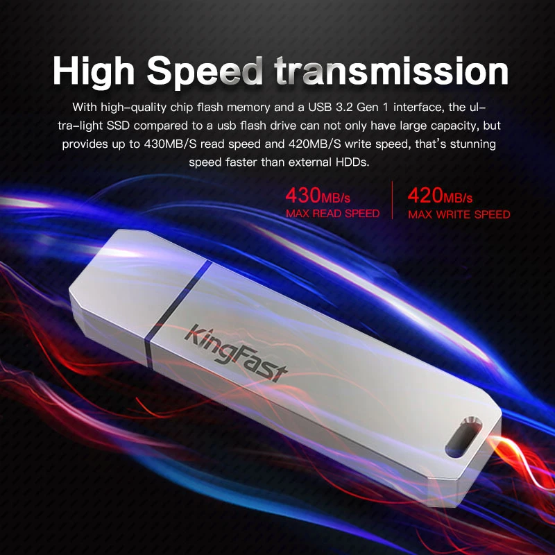 Внешний твердотельный накопитель KingFast 1 ТБ внешний HD 64 ГБ 128 256 512 USB 3.2 Портативный