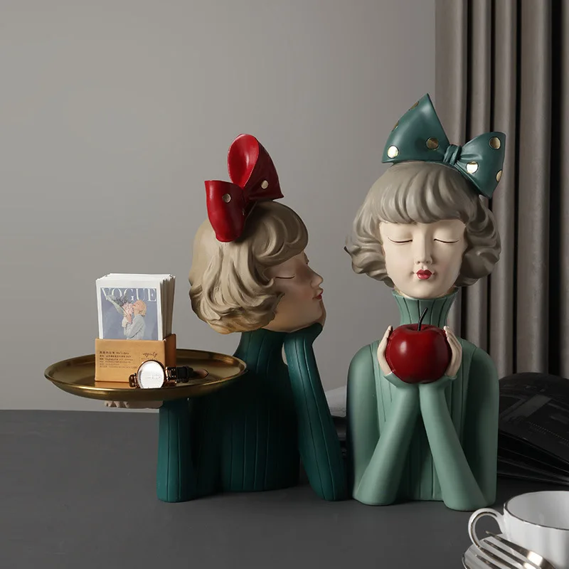 

Moden Girl Resin Art Statue Fairy Sculpture Desktop Ornaments Home Decoration Tabletop Figurines Living Room Decor Accessories