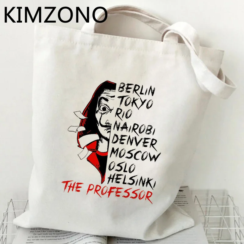 

Женская сумка для покупок La Casa De Papel, сумка для продуктов из переработанного материала, сумка-шоппер, Хлопковая Сумка, тканые сумки, экологич...