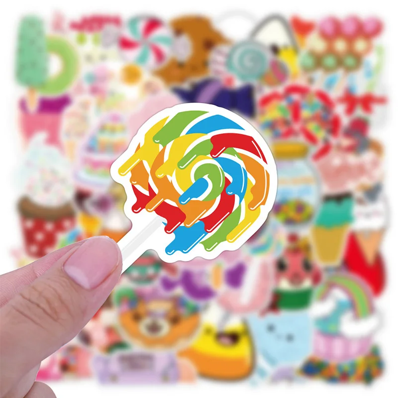 50 шт./компл. красочные наклейки в виде конфет Kawaii с рисунком из мультфильма для