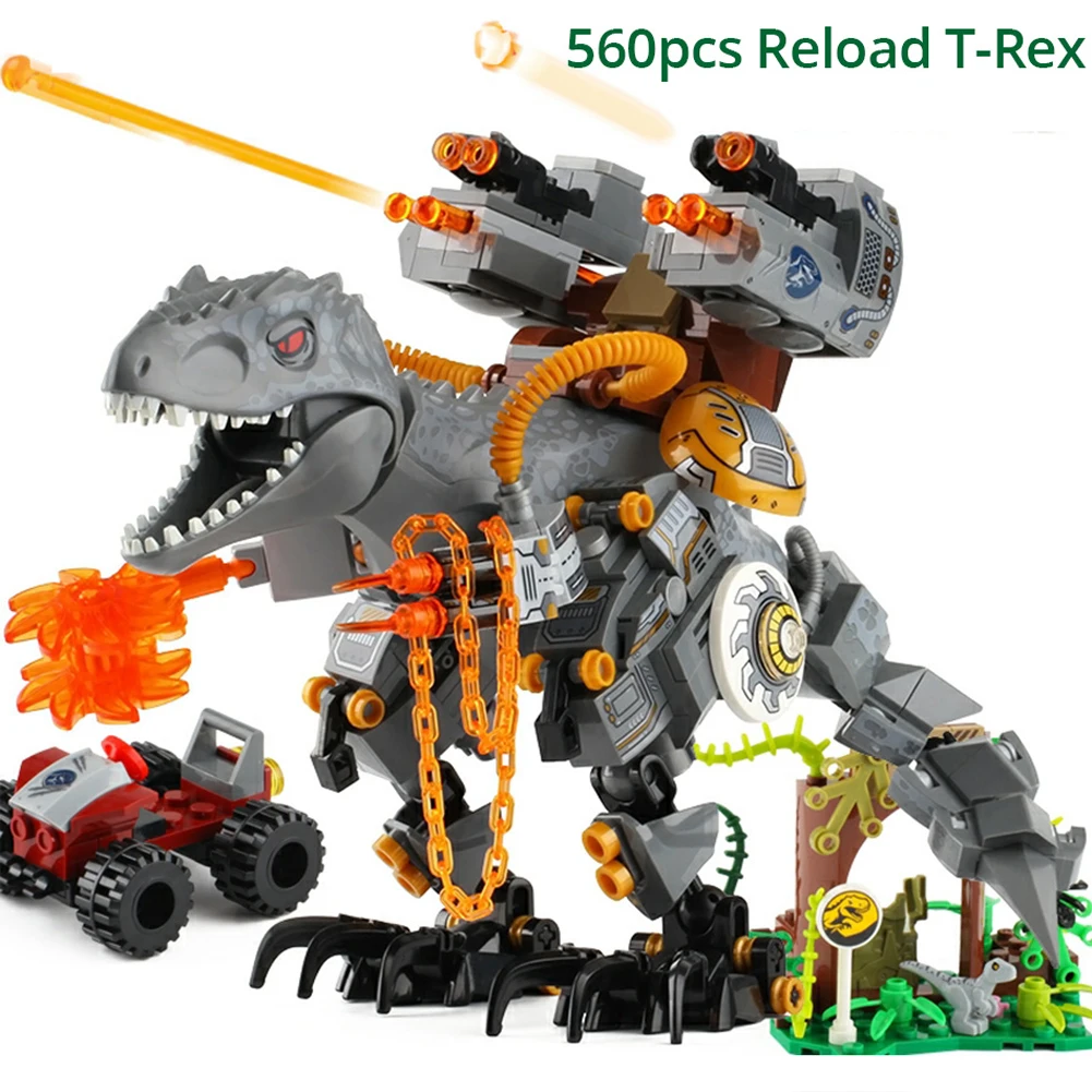 

Jurassic Park Series Tyrannosaurus Building Blocks Dinosaur World Indominus Rex Model MOC Transport Truck Bricks Boys Toys Gifts