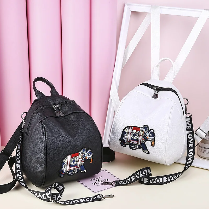 Классический вышитый слон модный рюкзак Дамский повседневный из искусственной