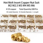 Термо плавкая вставка Медь комплект гаек SL-Тип двойная саржа с накатанной головкой впрыска Латунная гайка костюм нагрева литья Медь нить врезные гайки