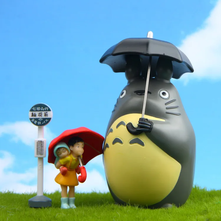 Ghibli Anime Totoro Miyazaki Hayao Umbrella Street lamp Figure Desk Ornament Model Fairy Garden Moss Miniatures Toys Home Decore | Дом и сад