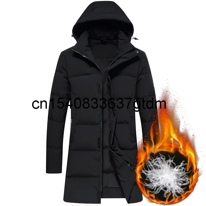 

Новая мужская полнит размера плюс, верхняя одежда средней длинны и длинная куртка с капюшоном для досуга пуховая куртка зимой 2021