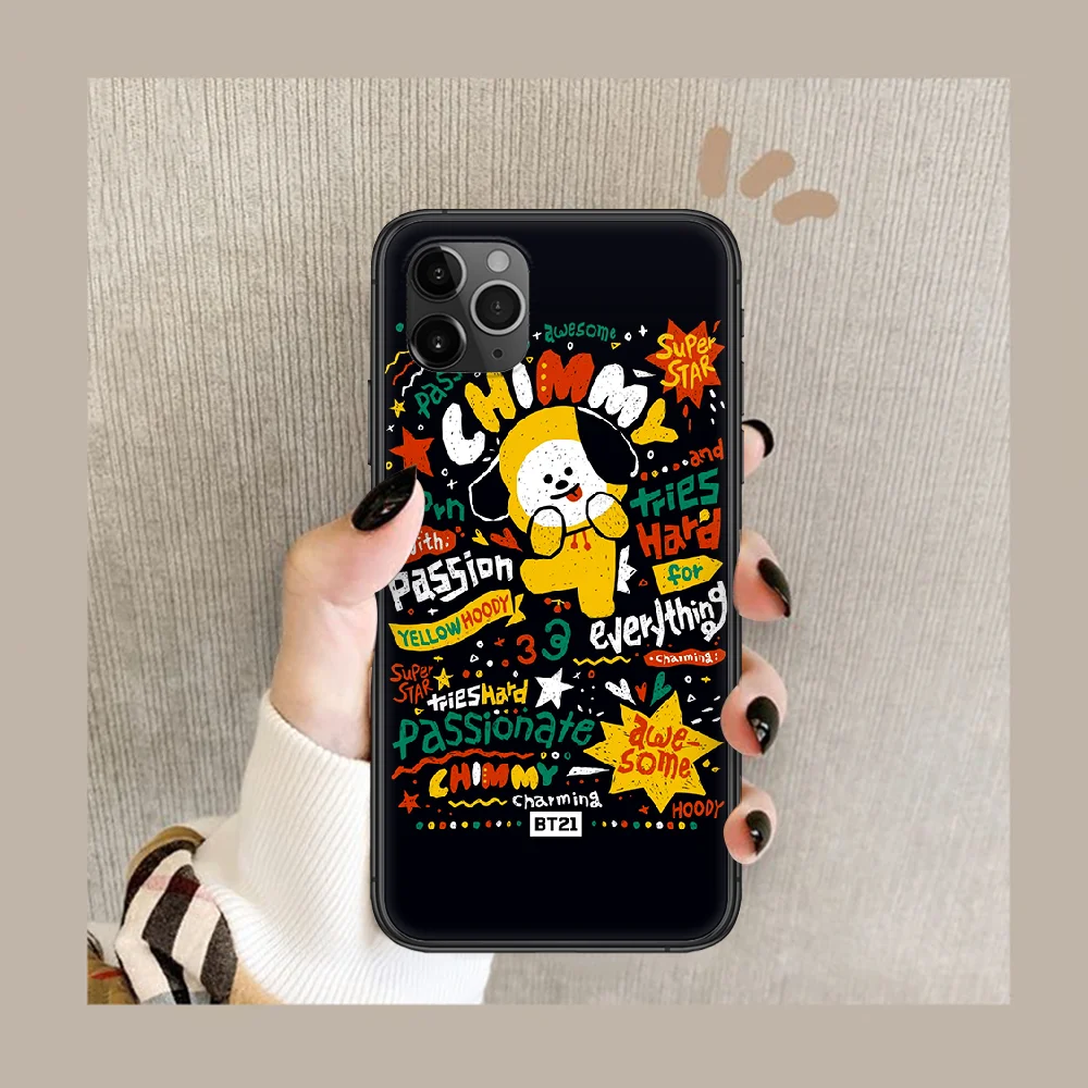 

cute cartoon bt-21 Phone Case Cover Hull For iphone 5 5s se 2020 6 6s 7 8 12 mini plus X XS XR 11 PRO MAX black Coque Soft