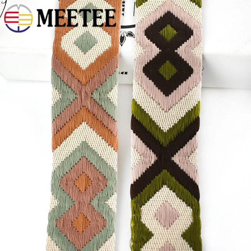 

2/4Meters Meetee 50mm Polyester Jacquard Webbing Bag Strap Belt Woven Pattern Ribbon Band DIY Garment Sewing Webbings Tape