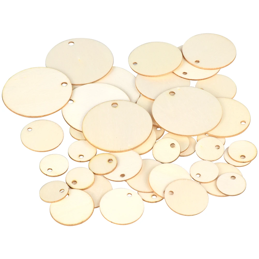 

50/100 Pieces 2/3/4/5cm Hang Tags Circle Hang Crafts DIY Wood Round Embellishment for Birthday Board Calendar Blank Rings Cards