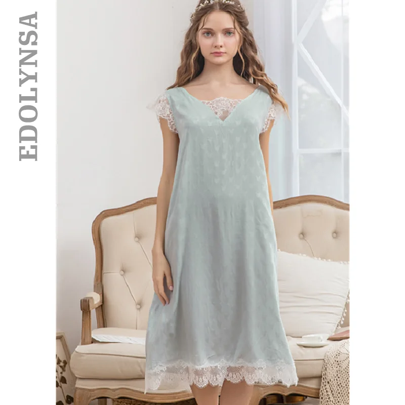 Ночная рубашка размера плюс кружевное хлопковое домашнее платье нижнее белье