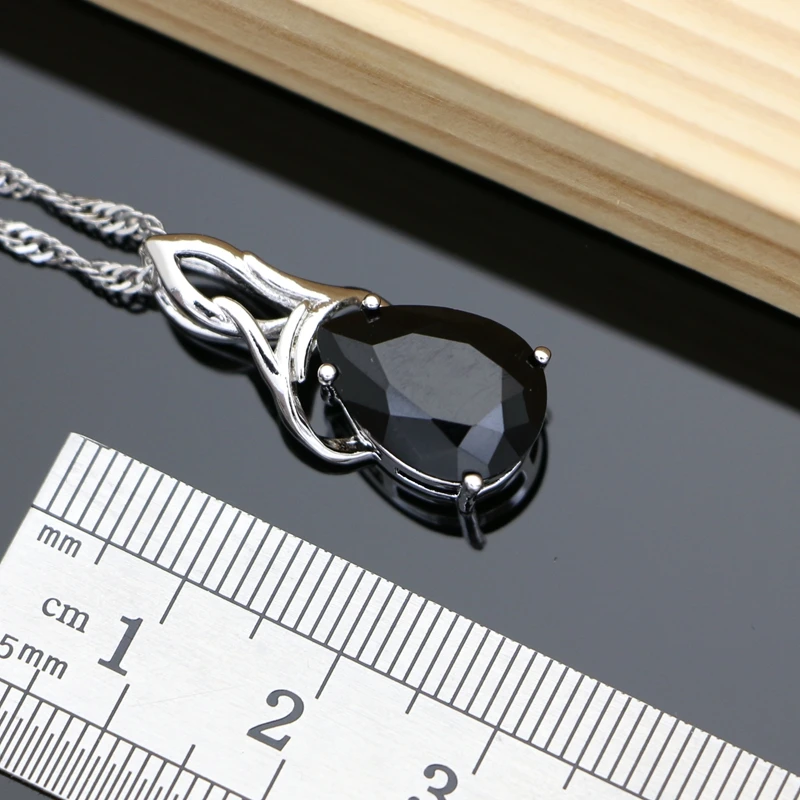 925 пробы серебряная бижутерия Комплекты Drop черные сапфировые серьги с жемчугом