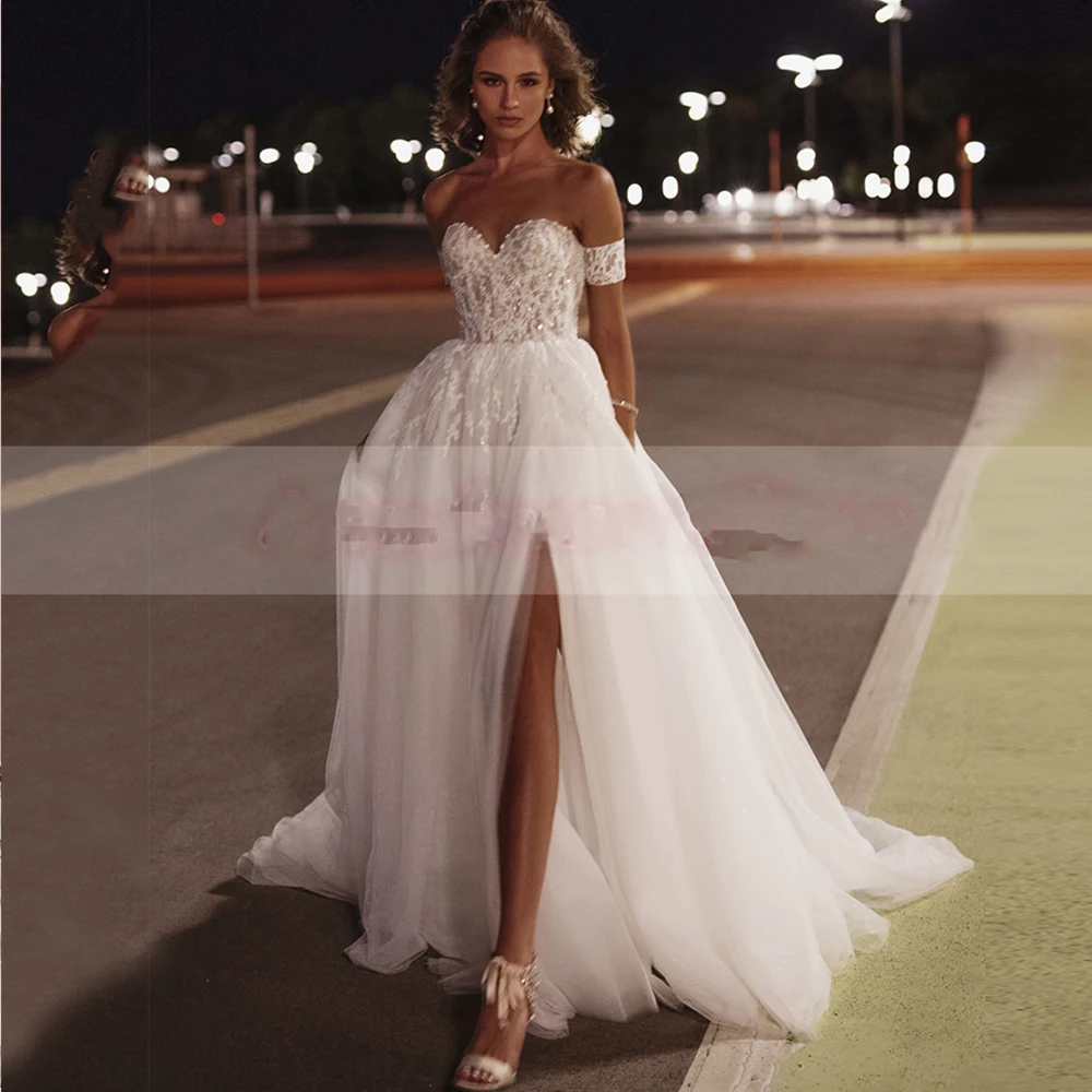 Белое свадебное платье с Боковым Разрезом для женщин элегантные платья