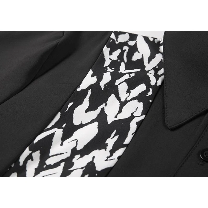 

Zebra Pattern Patchwork Lapel Wommen's Dresses High Waist Short slevee 2021 New Summer Fashion Streetwear Causal Female Dresses