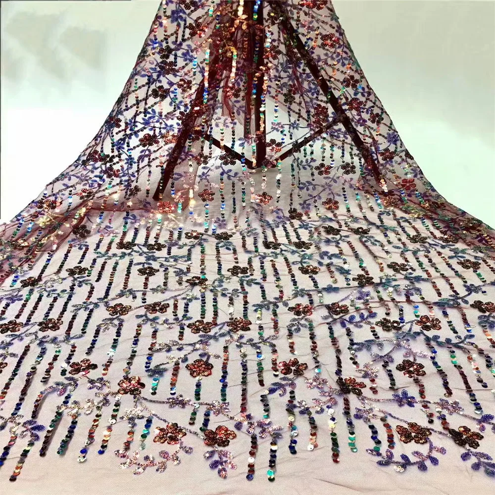 

Madison African Sequins Lace Fabric 2020 High Quality Lace Nigerian French Net Lace Fabrics With Sequins For Women Dress Sewing