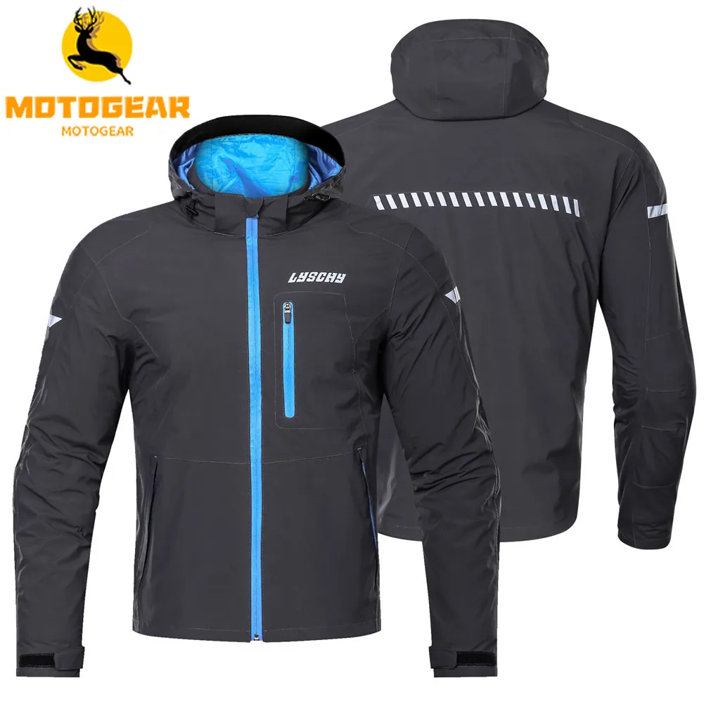 

LYSCHY Riding Moto Motorcycle Hoodie Jacket Body Armor Protection Man Clothing Suit Reflective Coat Equipment with Fleece Liner