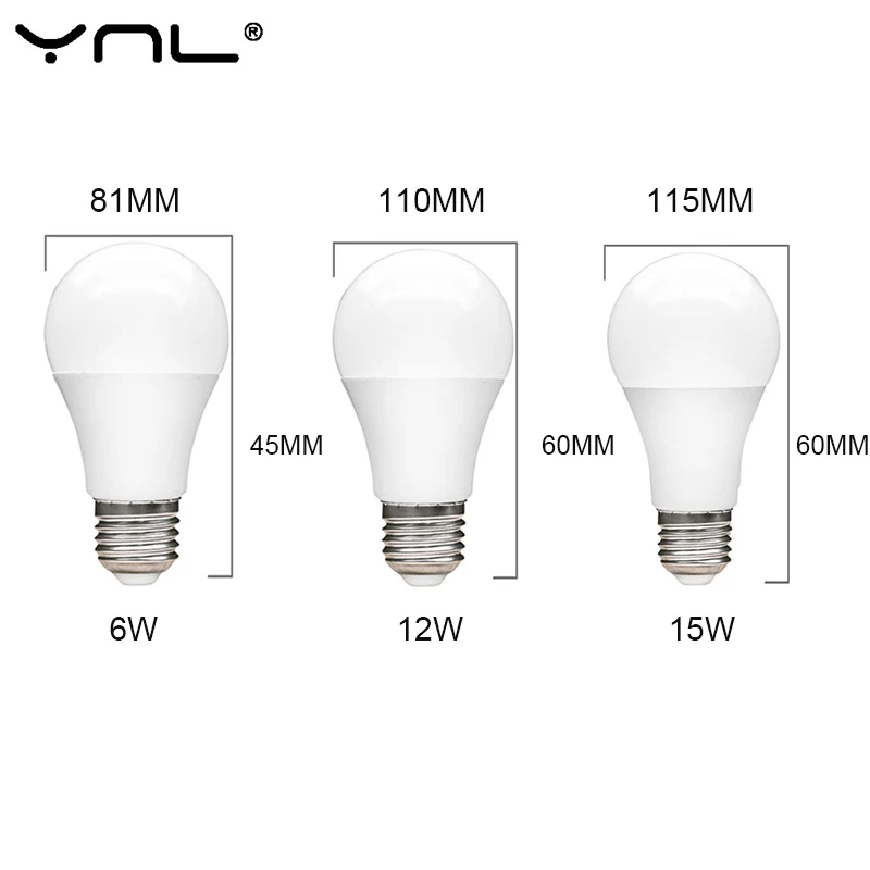 Светодиодный светильник лампа переменного тока 220 В E27 светодиодный 3 Вт 6 9 12 15 18
