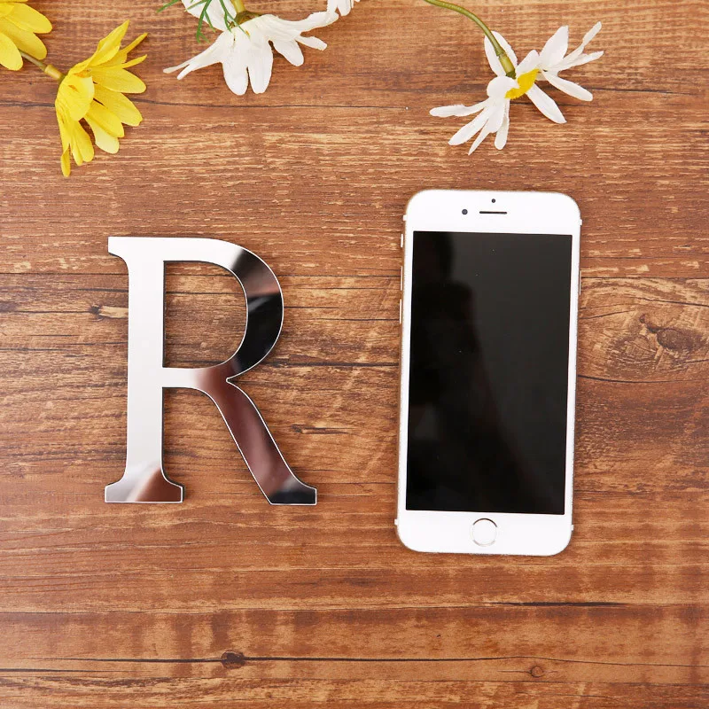 10CM 3D Mirror Letters Wall Stickers For Logo Name Alphabet Wedding Love English Home Decor Black/Gold/Silver/Red | Дом и сад