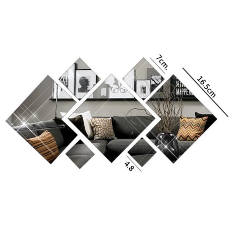 

Geometric Mirror Wall Sticker Home Background Decoration Home Decoration 3D Accessories Stereo Removable Mirror