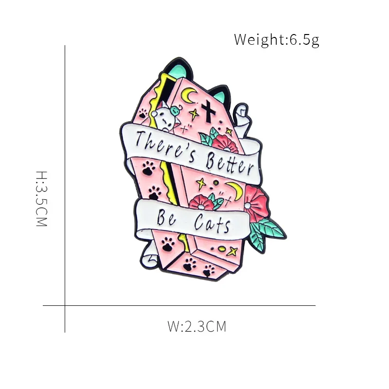 

Pink Flower Coffin Brooch Fashion Creative Letter Ribbon Winding Star And Moon Pins Backpack Shirt Badge Gift For Friends