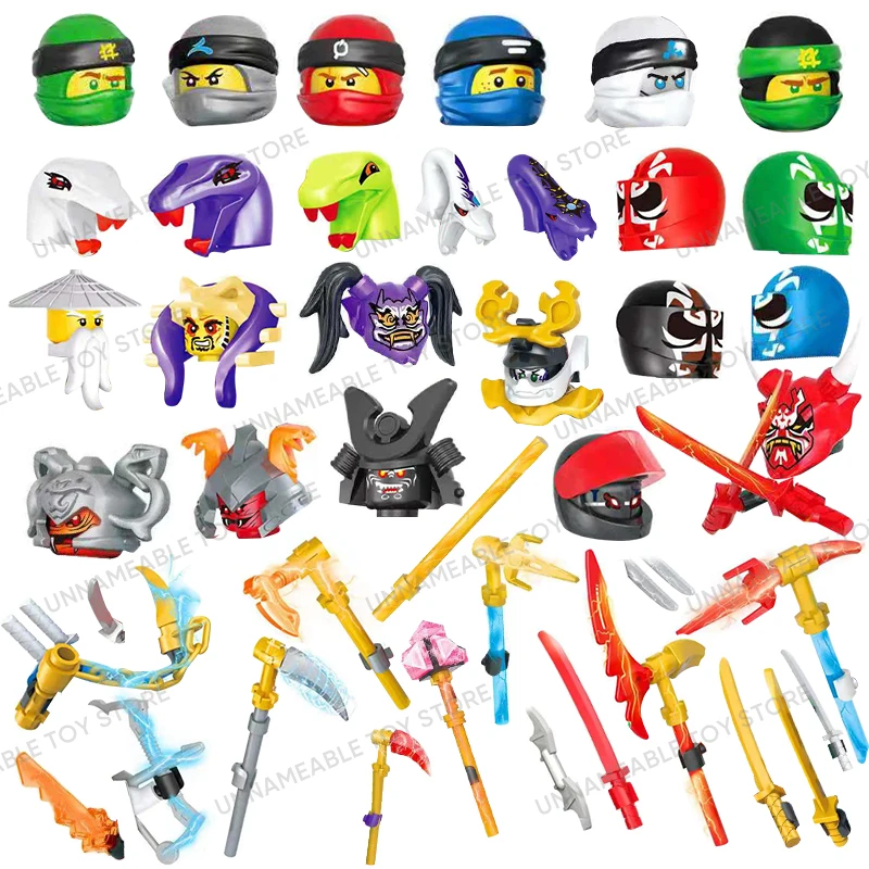 24pcs/set Ninja Kids Toys Samurai Snake Jay Kai Skull Soldier Anime Nya Lloyd Garmadon Bricks Head Building Blocks For Children | Игрушки и
