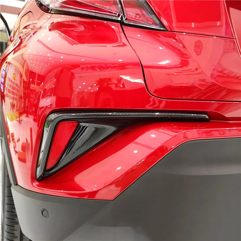 

2PCS Water Transfer Printing Carbon Fibre Exterior Rear Fog Light Lamp Cover Trim Accessories For Toyota C-HR CHR 2017 2018