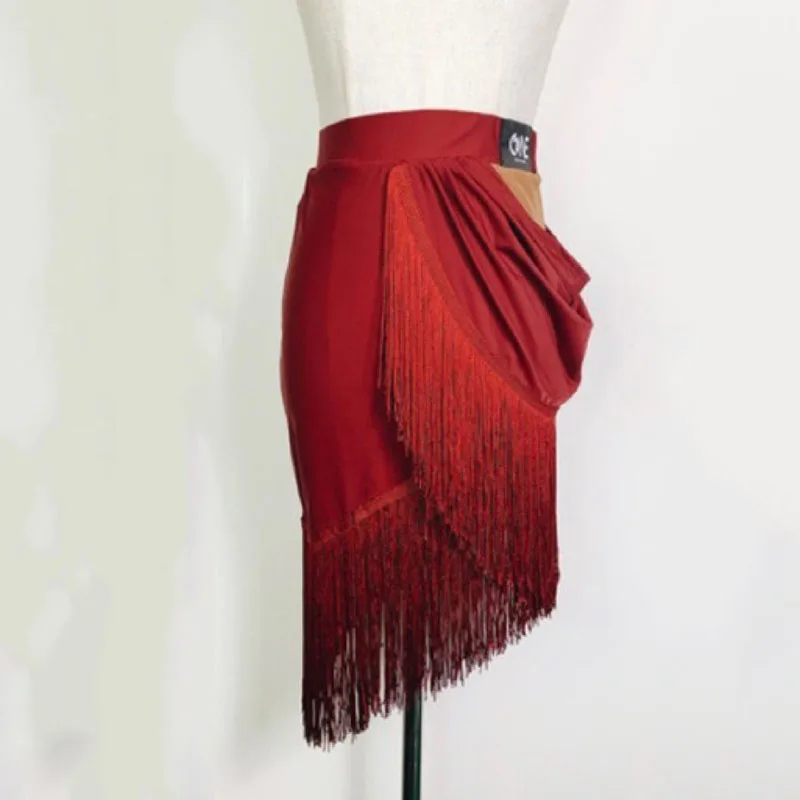 Юбка женская для латиноамериканских танцев модная бальная юбка с бахромой танго