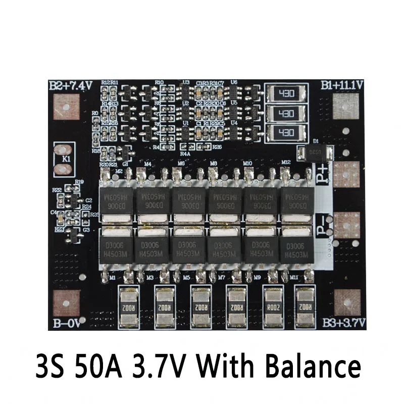 2S 3S 4S BMS 15A 20A 40A 50A 3 7 V 18650 Защитная плата литий ионной литиевой батареи Circuit PCB Module с