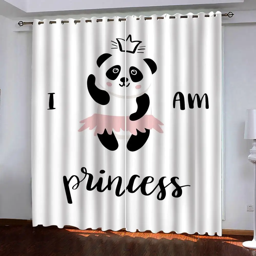 2 панели занавес I am Princess Panda 3D печать Blockout ткань шторы оконные занавески s для