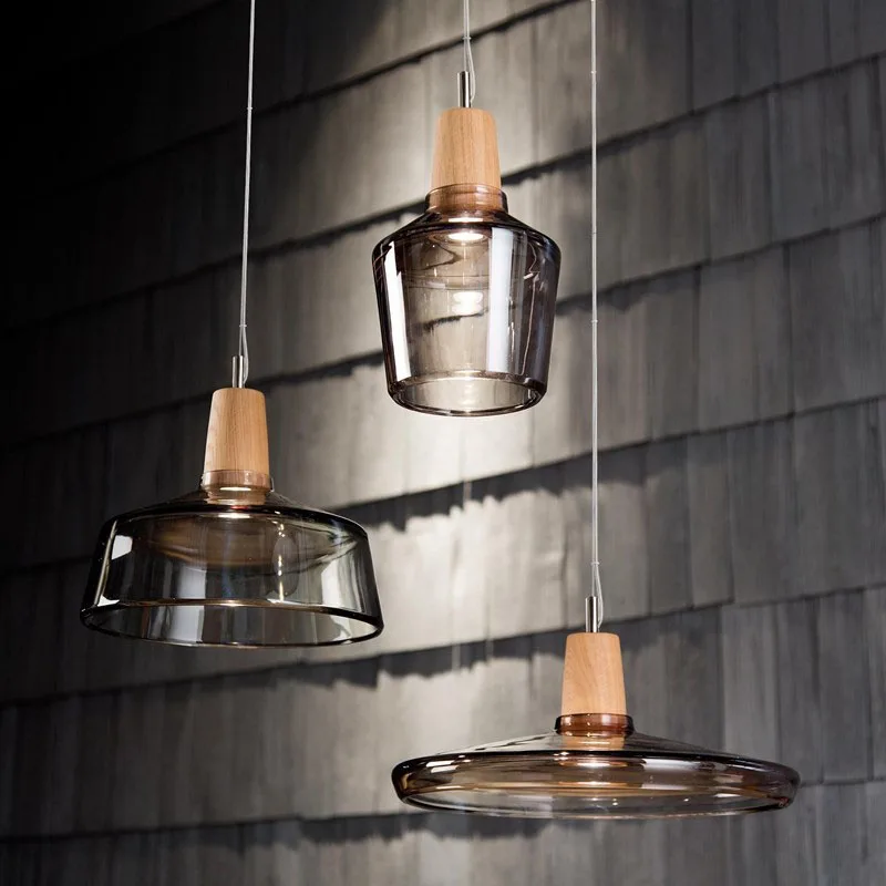 

Creative Nordic Dining Room Kitchen Glass Pendant Light Transparent Smoky Glass Lampshade Hanging Lamp Bar Lighting Fixture