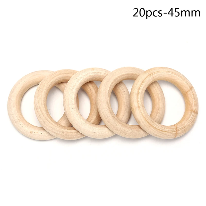 20pcs 45mm 5/10/20/50 шт натуральное дерево Прорезыватели для зубов деревянные кольца Для детей DIY Деревянный аксессуар для изготовления ювелирных изделий 10 Размеры - Цвет: 20pcs 45mm