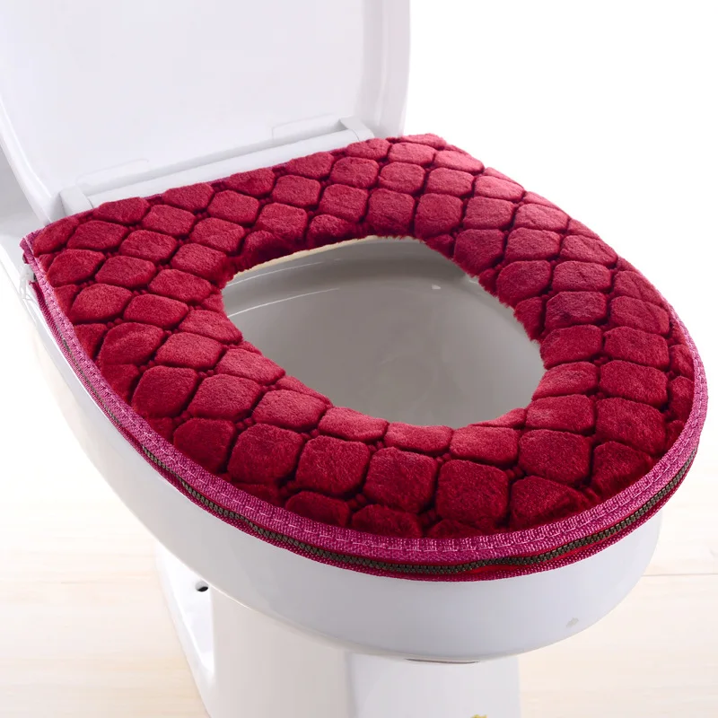 style 2 red Цветочный теплый унитаз крышка сиденья верхняя крышка Накладка ванная комната теплое сиденье на унитаз чаша мягкая молния моющееся сиденье для унитаза крышка - Цвет: style 2 red