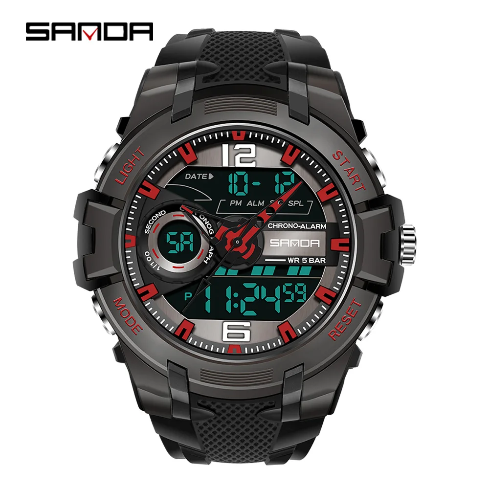 Часы наручные SANDA Мужские Цифровые брендовые Роскошные водонепроницаемые