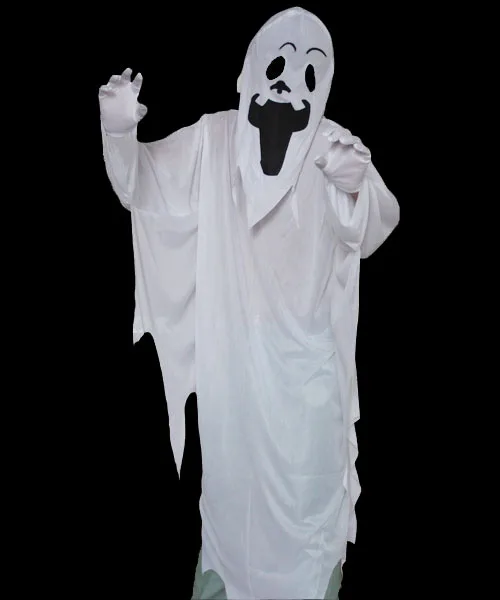 

White Ghost Gown with Hoodie and Gloves Child Halloween Costume