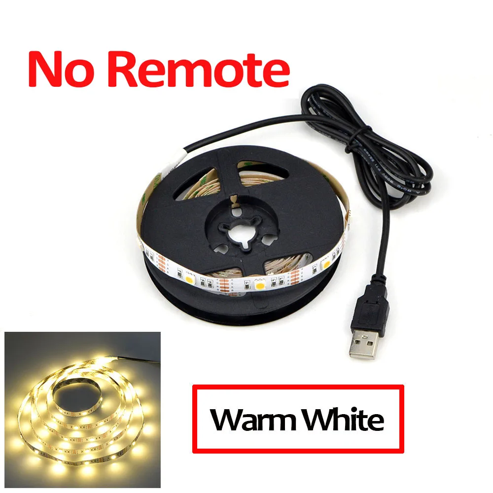 Warm No Remote Ambi светильник ТВ СВЕТОДИОДНЫЙ светильник полоса 5050 светодиодный RGB USB Светодиодная лента светильник 5 в теплый белый Диодная лента лампа подсветка светодиодный полоса striscia светодиодный ПК - Испускаемый цвет: Warm No Remote