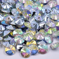 junao 13mm 15mm 25mm 30mm 34mm crystal ab sewing rivoli rhinestone button round acrylic crystal button for needlework decoration