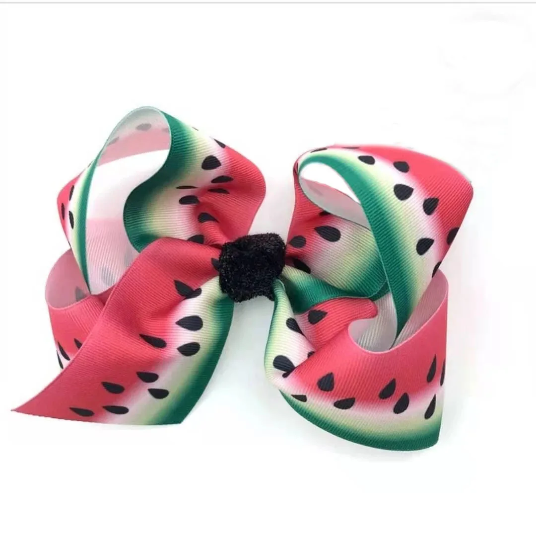 Новинка 7 дюймов банты для волос арбуз авокадо кактус бант заколка девочек