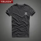 Футболка YiRuiSen мужская с вышивкой, тенниска из 100% хлопка, брендовая майка из сукна, Повседневная рубашка для офиса, на лето