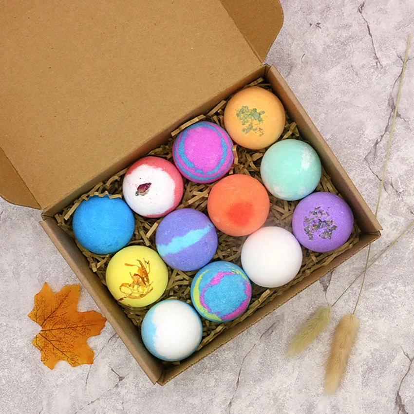 

12Pcs/set Bath Bombs Bubble Ball Kit Essential Oil Bath Salts Skin Care Exfoliating Moisturizing Shower Bath Balls Accessories