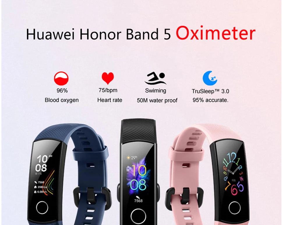 Глобальный huawei Honor Smart Band 5 сенсорный цветной экран влагостойкие умные часы с ремешком трекер сердечного ритма часы для Android IOS