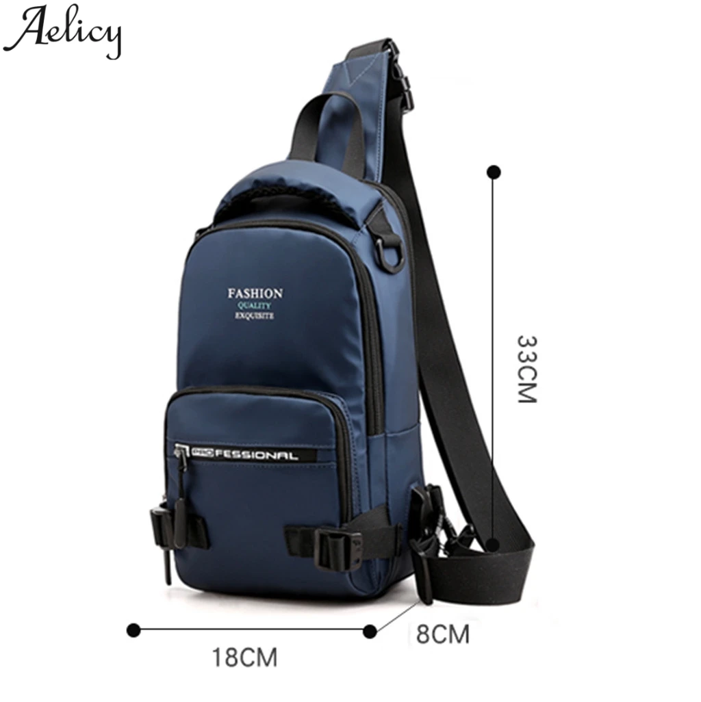 Aelicy Мужская нагрудная сумка с usb-зарядкой нейлоновая маленькая