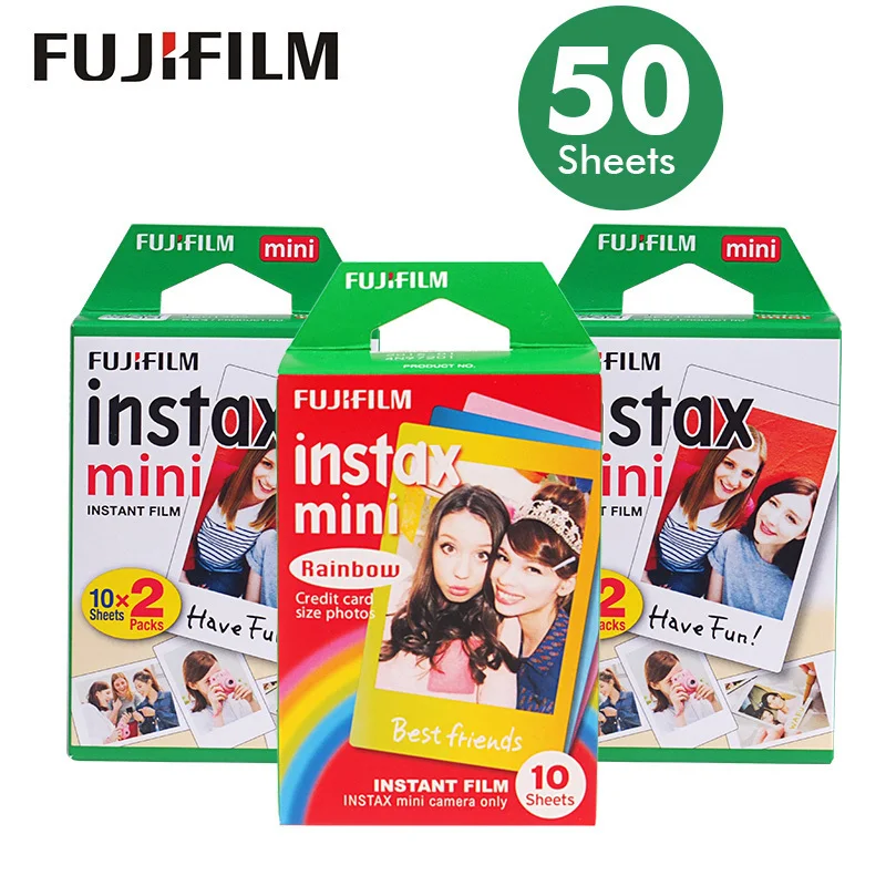 Genuine 50 Sheets White Edge Fuji Fujifilm Instax Mini 8 Film For 7s /9/70/90/25 sp 1 300 Instant Cameras Photo Paper|mini film|instax mini filmfuji