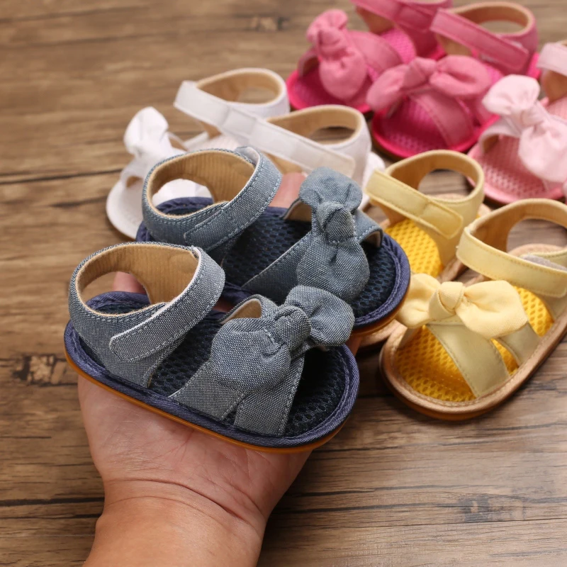 

Newborn Infant Sandals Baby Girls Cute Solid Color Bowknot Soft Soled Shoes for 0-18M Toddler Kids Summer First Walkers Shoes