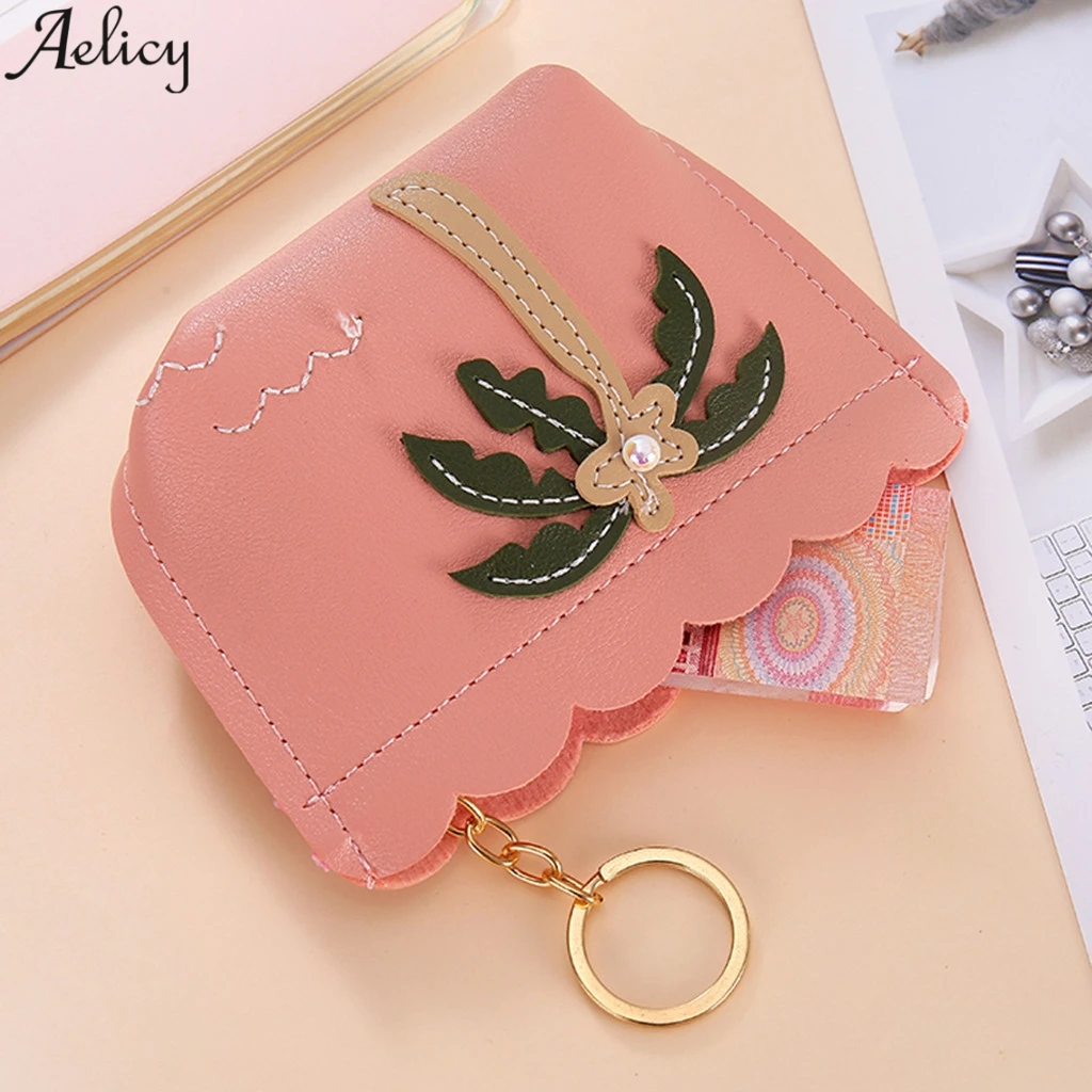 Женский кожаный кошелек Aelicy для монет клатч на молнии ручной маленький держатель