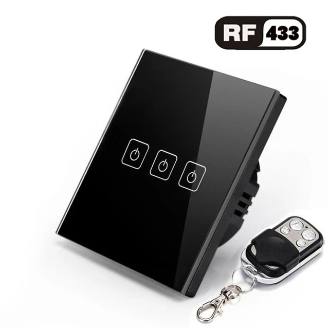 3gang Switch with RC ЕС/Великобритания Стандартный 1/2/3 Беспроводной дистанционного Управление светильник переключатели, система автоматического управления "умный дом" RF433 дистанционного Управление настенный сенсорный переключатель - Цвет: 3gang Switch with RC