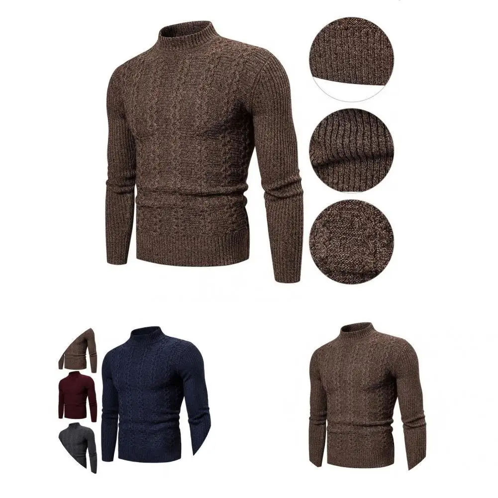 

Удивительный свитер с коротким высоким воротником, Универсальный однотонный мужской трикотажный свитер, джемпер, вязаный свитер