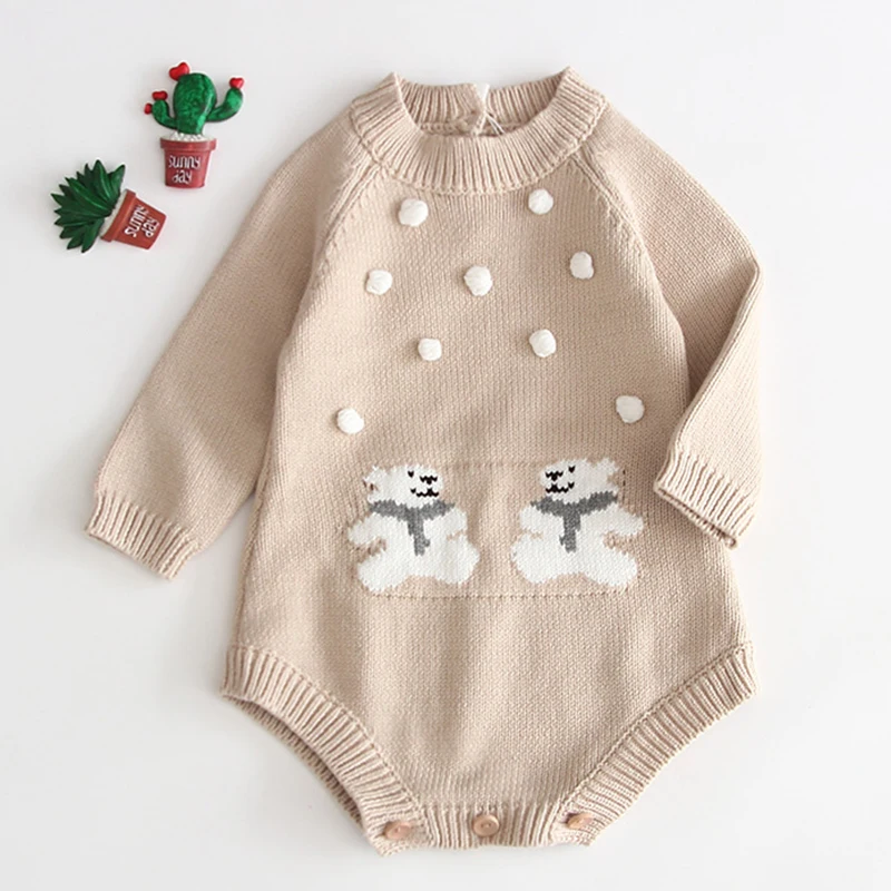 Новинка вязаный детский комбинезон осенняя одежда для новорожденных Детский с
