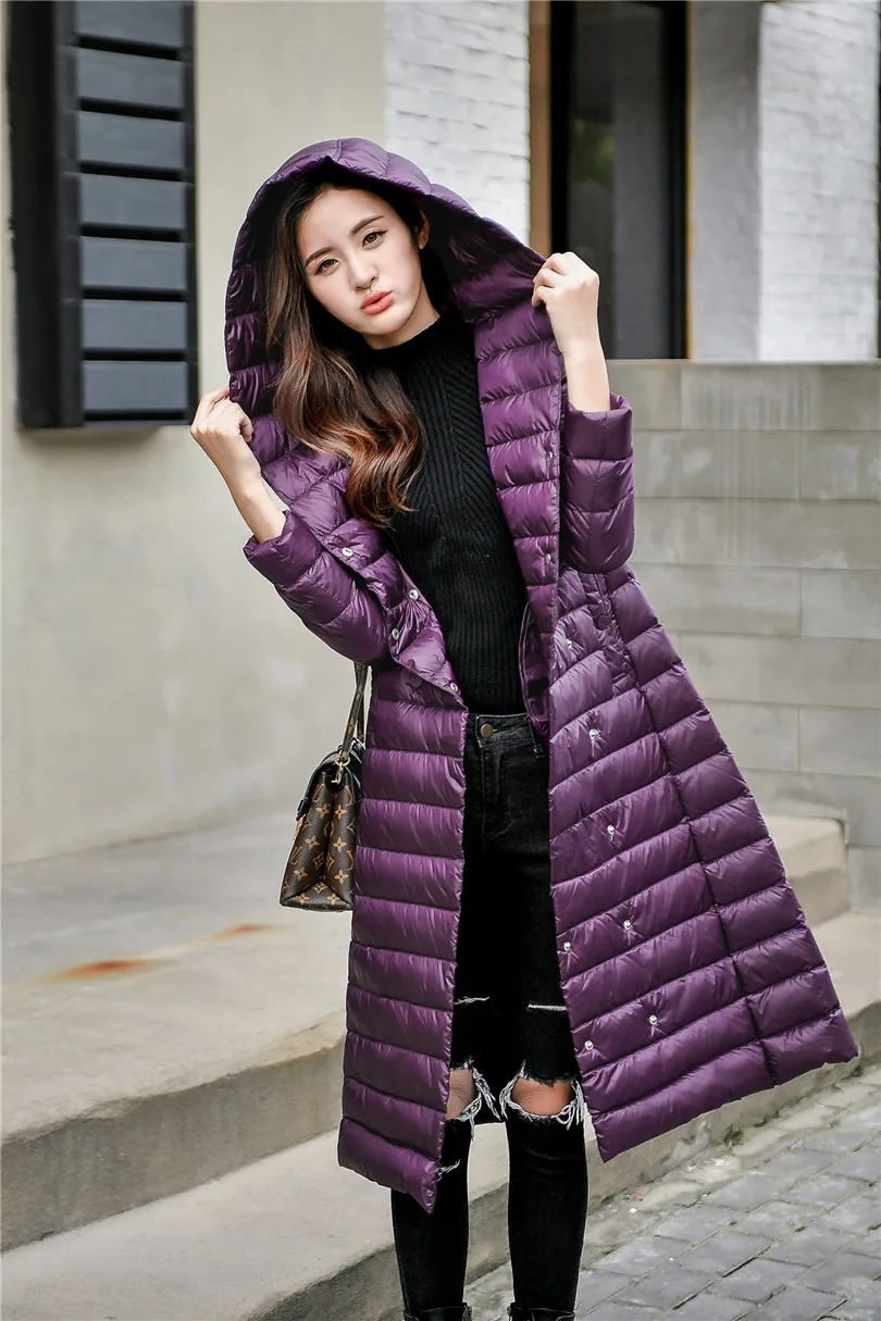 Зимние куртки пуховики с подкладкой из белого утиного пуха двойной пуховик