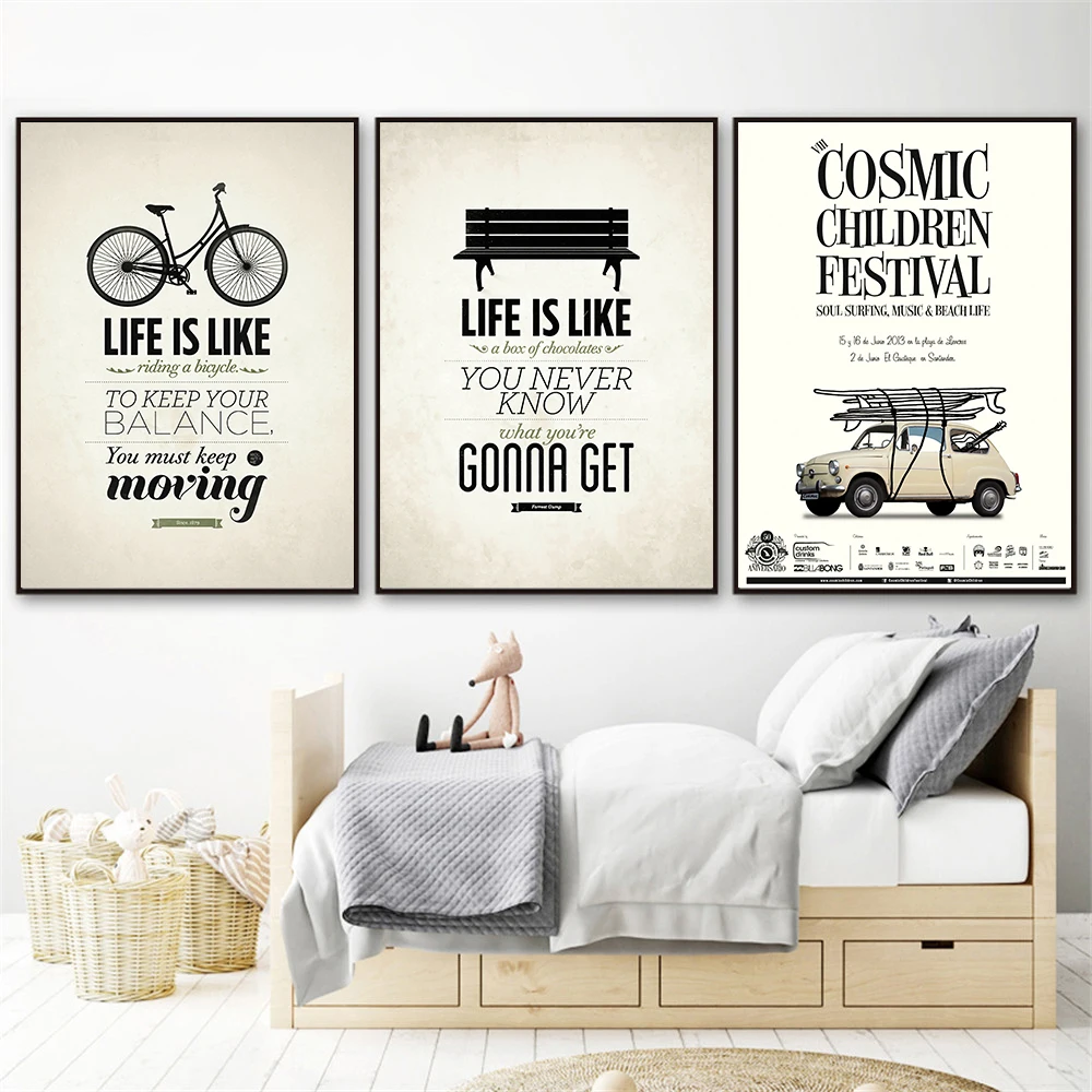Винтажные постеры и принты жизнь похожа на велосипед смехи цитаты для детской