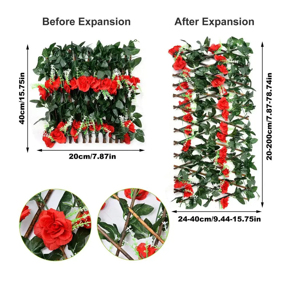 

Artificial Flower Leaf Garden Fence Screening Roll UV Fade Protected Privacy Artificial Fence Wall Landscaping Ivy Garden Fence