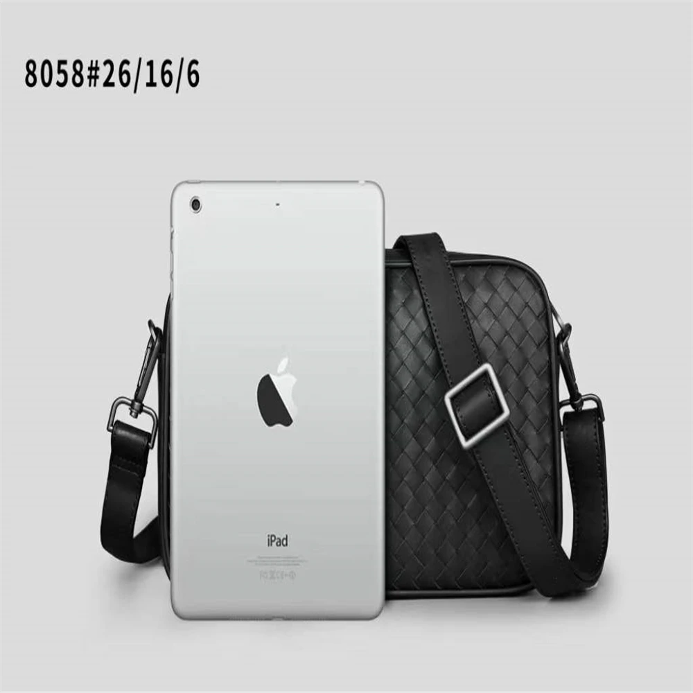 

New Unisex Weave Fashion Genuine Leather Shoulder Bags Business Large Capacity Handbag Casual All-match Messenger Crossbody Bags