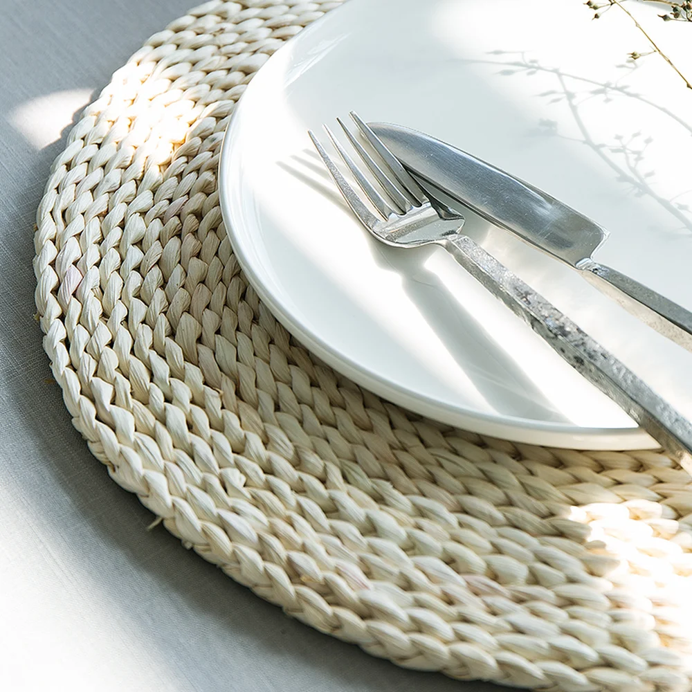 Японский плетеный коврик ручной работы из кукурузы круглый соломы и трикотажа